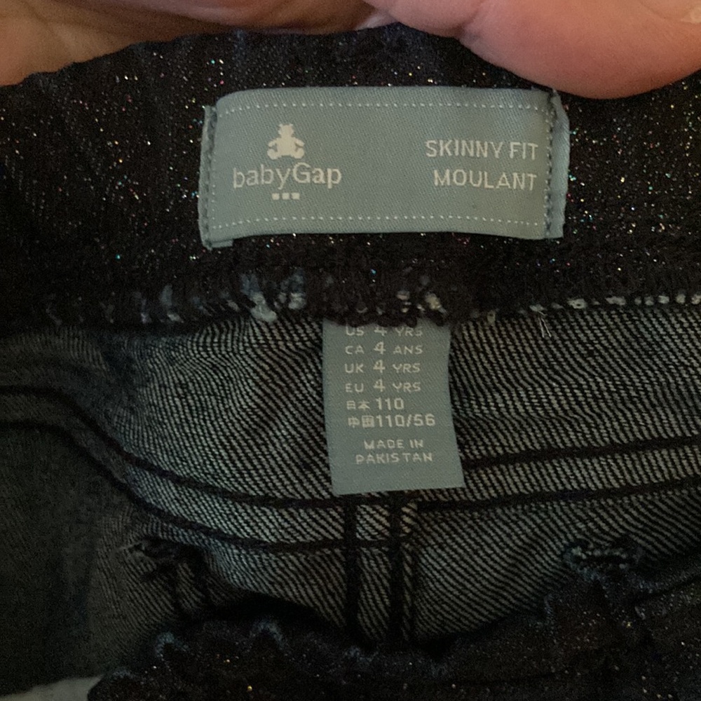 🌖 Gap toddler size 4 dark wash glittery skinny jeans - Picture 4 of 4